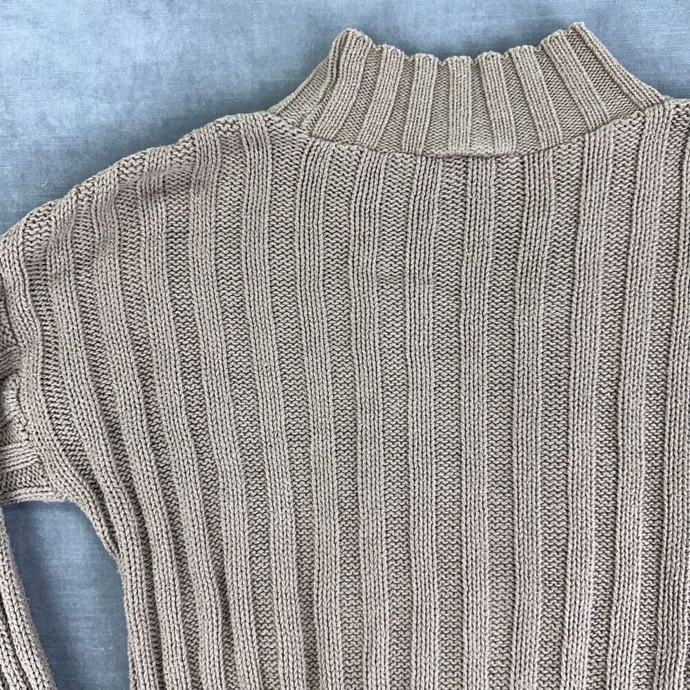 Vintage Sweater Women’s S Brown Turtleneck Cable knit Cropped Made in USA - Picture 6 of 8